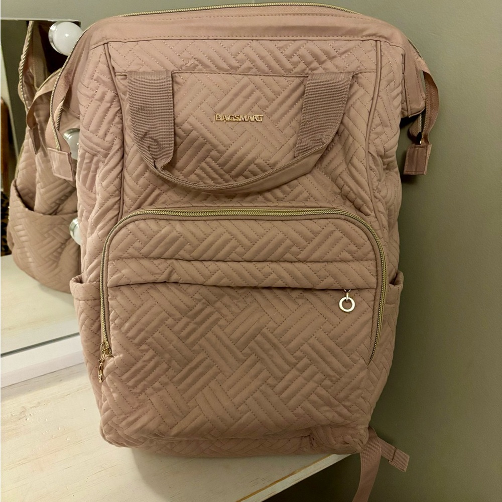 Blush Pink Quilted Backpack